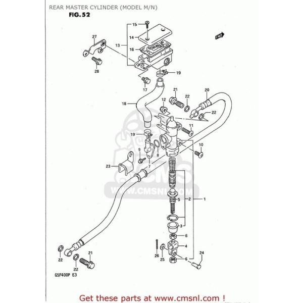CMS V[GGX (69480-10D10) HOSECREAR BRAKE GSF400 BANDIT 1991 (M) USA (E03) 1992 (N) CALIFORNIA (E03 E33) 1993 (P) SUZUKI XYL u[L