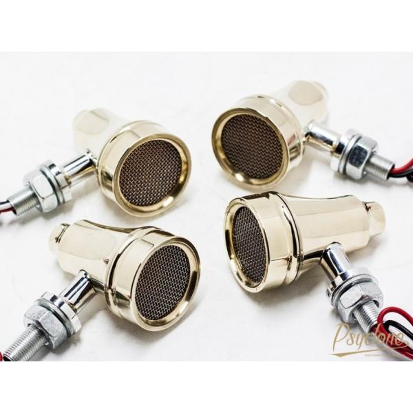 Psyclone ブラス削り出しホーンウインカー　４個セット Motor Rock モーターロック Psyclone ブラス削り出しホーン