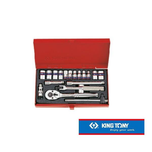 King tony �L���O�g�j�[ 19-Piece 1�^4�h DR. 12-Point Socket Set (Metal Box) �Z�b�g�H��