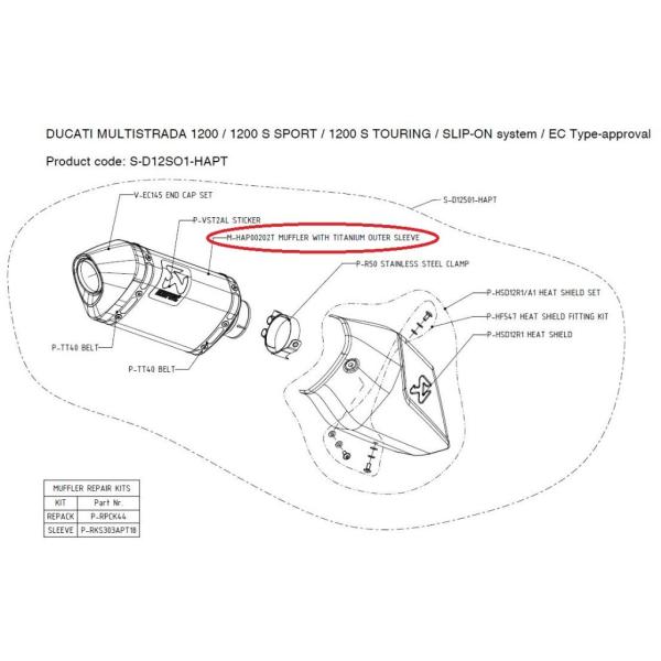 AKRAPOVIC AN|rb` yyAp[czM-HAP00202T muffler with titanium outer sleeve MULTISTRADA1200 MULTISTRADA1200S DUCATI hDJeB }t[