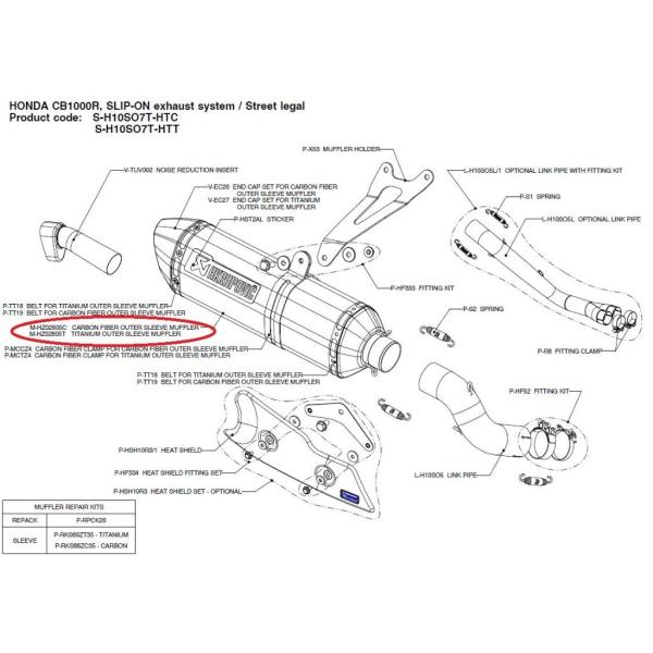 AKRAPOVIC AN|rb` yyAp[czM-HZ02805T titanium outer sleeve muffler CB1000R HONDA z_ CEėpTCT[ }t[