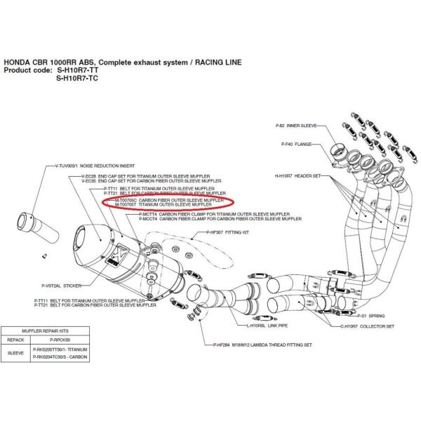 AKRAPOVIC AN|rb` yyAp[czM-T00705T titanium outer sleeve muffler CBR1000RR HONDA z_ CEėpTCT[ }t[