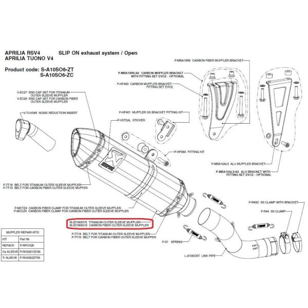 AKRAPOVIC AN|rb` yyAp[czM-Z01805C/5 carbon fiber outer sleeve muffler RSV4 TUONOV4 APRILIA AvA CEėpTCT[