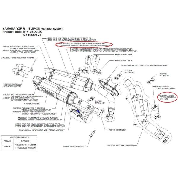 AKRAPOVIC AN|rb` yyAp[czM-Z03305CL carbon fiber outer sleeve muffler-left YZF-R1 YAMAHA }n CEėpTCT[ }t[