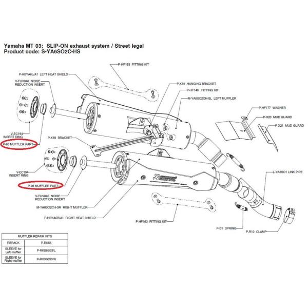 AKRAPOVIC AN|rb` yyAp[czP-98 muffler part MT-03 (660) YAMAHA }n ̑}t[IvVECi }t[