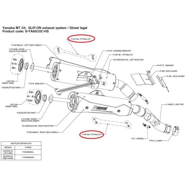 AKRAPOVIC AN|rb` yyAp[czP-HF163 fitting kit MT-03 (660) YAMAHA }n ̑}t[IvVECi }t[