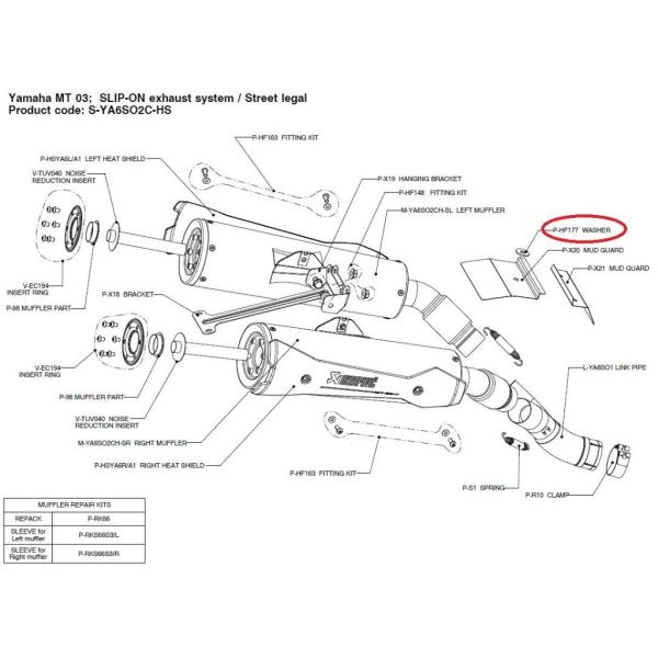 AKRAPOVIC AN|rb` yyAp[czP-HF177 washer MT-03 (660) YAMAHA }n ̑}t[IvVECi }t[