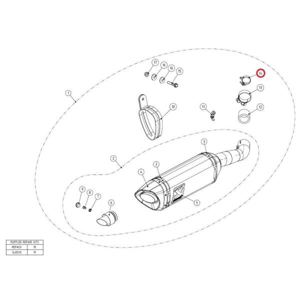 AKRAPOVIC アクラポビッチ 【リペアパーツ】P-R107 clamp SS MT-03 YZF-R25 YZF-R3 YAMAHA ヤマハ マフラークランプ・Tボルトクランプ マフラー
