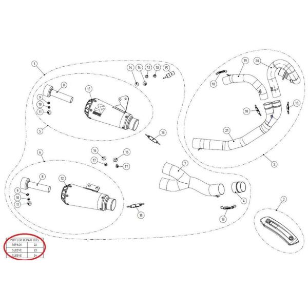 AKRAPOVIC �A�N���|�r�b�` �y���y�A�p�[�c�zP-RKS452CUB185 muffler sleeve kit (up) DUCATI �h�D�J�e�B ���̑��}�t���[�I�v�V�����E��C���i �}�t���[