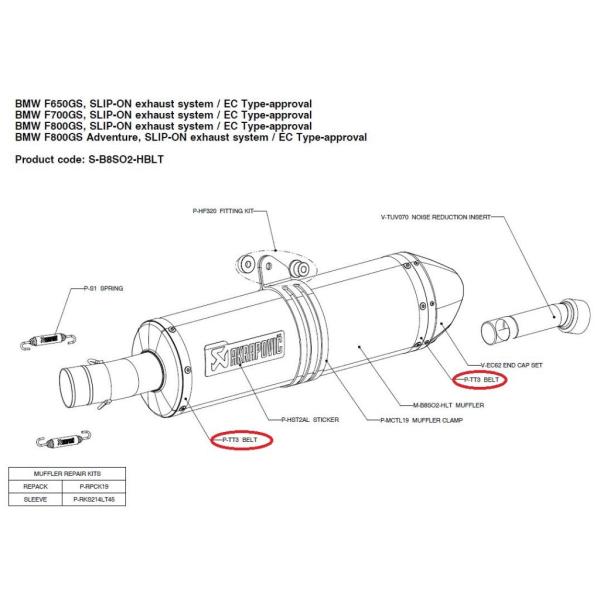 AKRAPOVIC AN|rb` yyAp[czP-TT3 belt F650GS F700GS F800GS ADVENTURE K1200R K1200S R1200GS BMW ̑}t[IvVECi