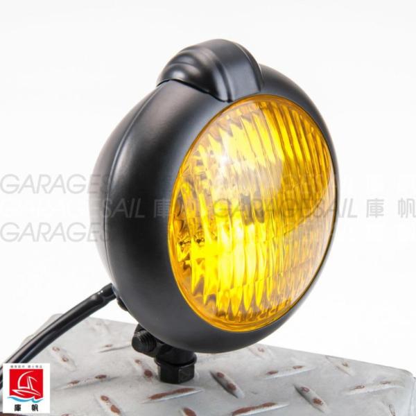GarageSaiL �K���[�W�Z�C�� 4.5�h Cap Headlight �����Y�J���[�FTransparent glass �w�b�h���C�g ���Η� �d���n
