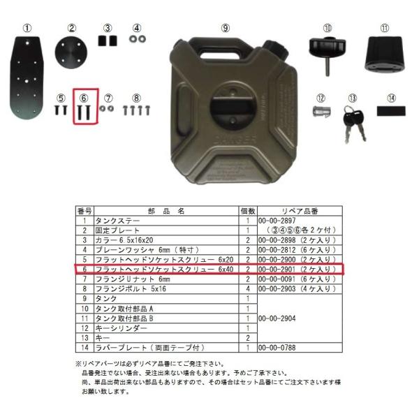 SP武川 SPタケガワ 【補修部品】フラットヘッドソケットスクリュー 6X40(2本入)／ウォータータンクキット補修部品 CT125 HONDA ホンダ