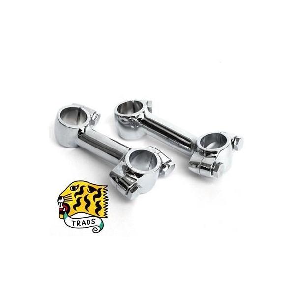 ハーレー用 分割ハンドル専用 ライザー ハンドルポスト ドッグボーン メッキ ブラス ポリッシュ 4インチ ドッグボーン ライザー セット 1インチ