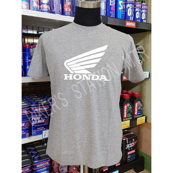 ネコポス送料無料 HONDA ホンダ 純正 ウイングTシャツ コットンTシャツ バイクTシャツ 半袖 グレー