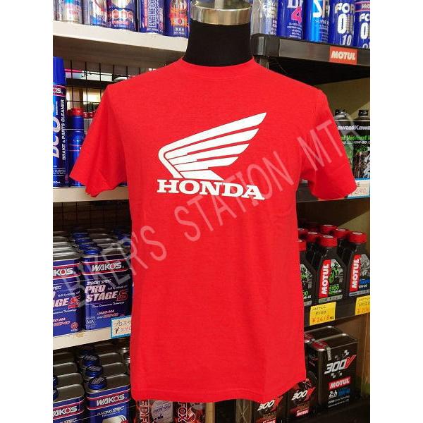 ネコポス送料無料 HONDA ホンダ 純正 ウイングTシャツ コットンTシャツ バイクTシャツ 半袖 レッド