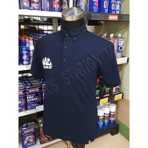 MACTOOL'S マックツール 4.7 オンス ドライカノコ ポロシャツ ネイビー シンプルなロゴデザインTシャツ