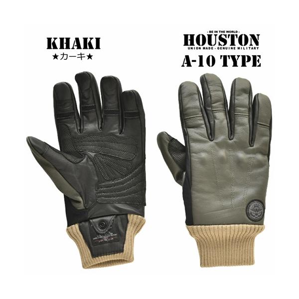 決算セール HOUSTON ヒューストン HTVG-2212W ウインターグローブ A-10タイプ カーキ 冬用グローブ レザーグローブ ライディンググローブ バイクグローブ