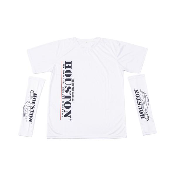 HOUSTON ヒューストン HTVT-2502 Tシャツ ホワイト アームカバー付き 速乾 ドライTシャツ メッシュTシャツ