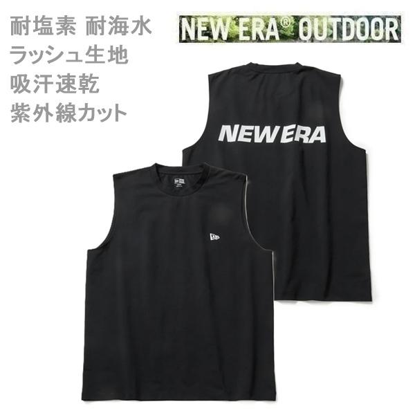 ニューエラ アウトドア  ノースリーブ   水陸両用  Wordmark Logo ブラック (14774240)   テックTシャツ　ラッシュ NEWERA 日本正規品 爆買