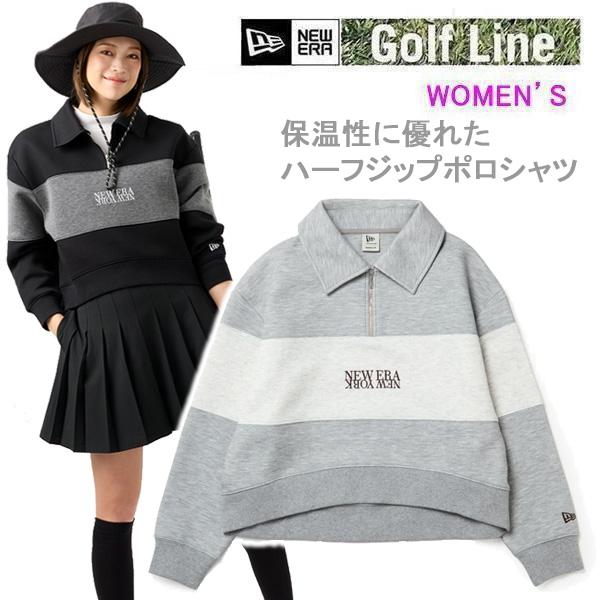 ニューエラ ゴルフ レディース 長袖 スウェット ハーフジップ ポロシャツ パネル  NEWERA  日本正規品