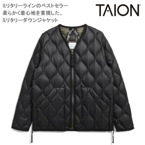TAION タイオン ミリタリー Vネック Wジップ ダウンジャケット ソフトシェル 800FP インナーダウン 軽量 保温 TAION-101ALSZML-1