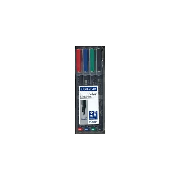 【メール便ＯＫ】ステッドラー　ルモカラーペン 油性S0.4ｍｍ４色セット　313ＷＰ4