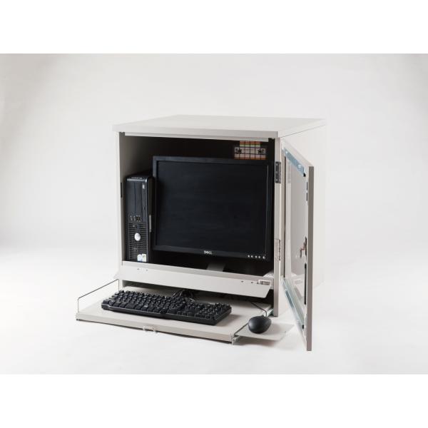 防塵ラック Tidy Box 22D W ライトグレー PCケース ホコリ 排熱 フィルター ファン 埃 盗難防止 鍵付き 工場用 現場事務所用 粉塵 モニター パソコン 収納