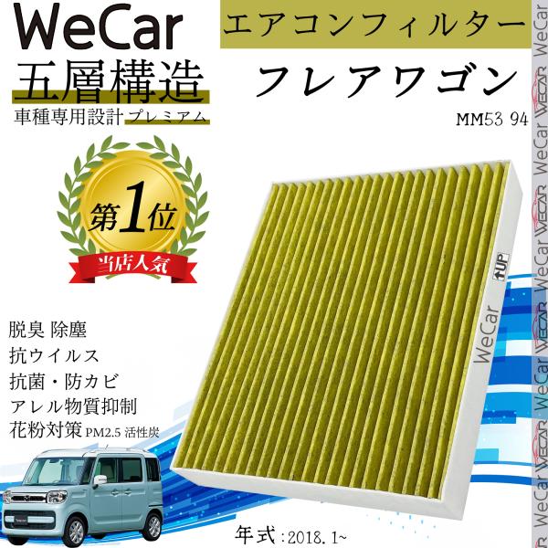 マツダ フレアワゴン MM53 94 エアコンフィルター 活性炭入り PM2.5対応 脱臭 抗菌 防カビ 花粉 抗ウィルス 交換用 車用 特殊5層 95860-