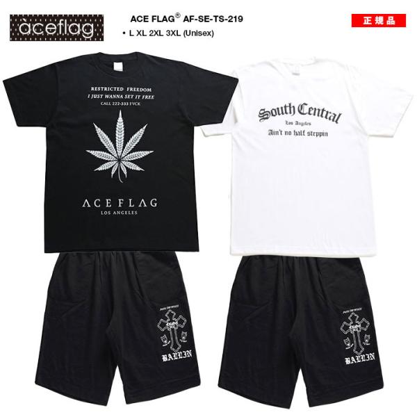 ACE FLAG 上下セット 半袖 ブランド Tシャツ ハーフパンツ 上下 大きいサイズ エースフラッグ セットアップ ショートパンツ ヘンプ HEMP ビッグシルエット b系