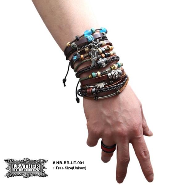 70種から選べる レザーブレスレット ぐるぐるブレス 本革 本レザー