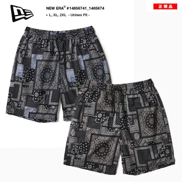 NEWERA ハーフパンツ イージーパンツ 西海岸系 ペイズリー柄 バンダナ柄 チノパン 大きいサイズ ショートパンツ 太め 総柄 軽量 快適 涼しい コットンパンツ