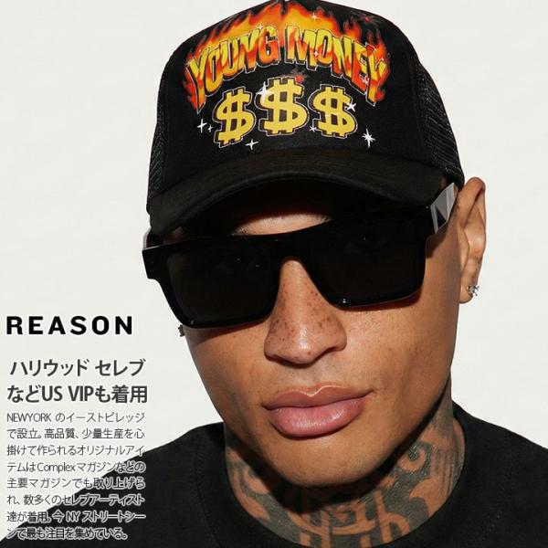 REASON × Young Money Entertainment キャップ メッシュキャップ 大きいサイズ リル ウェイン Lil Wayne ヤングマネー 限定 コラボ 公式 リーズン 帽子 cap b系