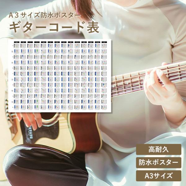 【サイズ】A3サイズ縦297mm×横420mm【楽器初心者でも分かりやすい】ポイント1色別に分かりやすく抑える指を表記ポイント2解放弦の弾いて良い弦とダメな弦は〇×で表記ポイント3押さえるフレット数を表記【防水＆高耐久性】耐水性、耐久性に優...