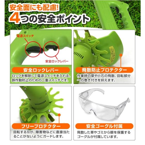 充電式 コードレス 草刈機 軽量 電動刈払機 草刈り機 ナイロンカッター 替刃 芝刈り機 ゴーグル付 付与 金属刃
