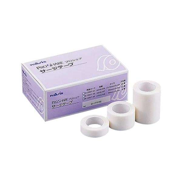 【特長】●縦にも横にも手で素早く、きれいに切る事ができ、貼り付け処理が容易です。●脱脂綿、ガーゼ、包帯などの固定に使用できます。【規格】●ASHL506：12.5mm×9.1m、24巻入●ASHL507：25mm×9.1m、12巻入【仕様】...