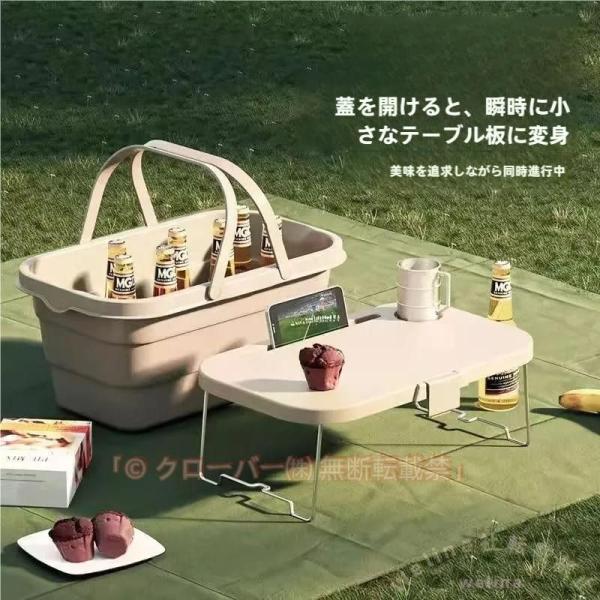 商品情報テーブルにもなるし、収納にも困らない！折り畳みタイプで持ち運びに便利です。蓋は小さなテーブルとして使用可能です。この一つでバスケット?テーブル?トレーとしてお使いいただけます。折りたたむと厚さ約9.5cmになるので使わない時も安心☆...