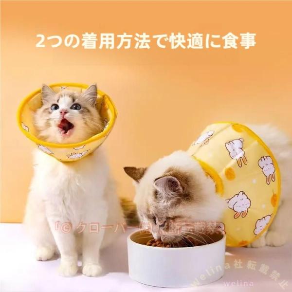 エリザベスカラーの機能猫ケガや皮膚病にかかった時の傷舐め防止、噛み防止に役立ちます！皮膚病、美容、傷害、かゆみ、赤みや手術の回復の過程等で、舐めたり、噛んだりする行為に対して保護効果を得られます！軽量素材＆静かソフト軽く素材を採用して、柔ら...