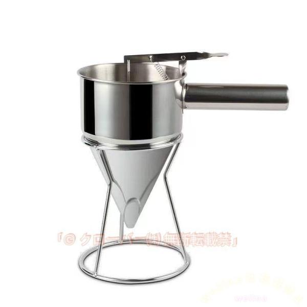 商品仕様：材質：ステンレス 表示寸法: 13x20cm 漏れ穴：直径19mmステンレススチール素材：パンケーキバッターディスペンサーはステンレススチール製で、錆びにくく、耐久性があり、長年お使いいただけます。使用簡単：漏斗やお玉等で作るより...