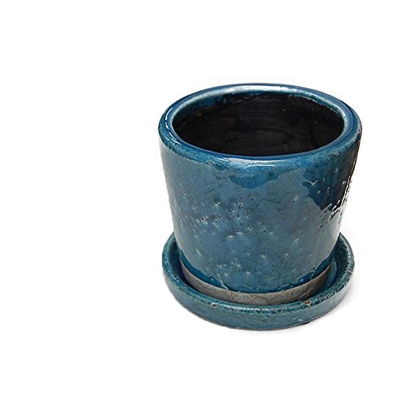 ダルトン(Dulton) 園芸用品 カラー グレーズド ポット ミッドナイトブルー Mサイズ 底穴あり COLOR GLAZED POT M.BLUE