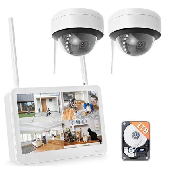 防犯カメラ ワイヤレス 屋外 500万画素 2台セット モニター付き wifi
