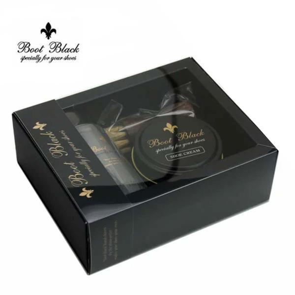 靴の基本的なお手入れセットです（シュークリーム・ブラック）【セット内容】●ブートブラックシュークリーム　ブラック　55ｇ靴に輝きと栄養を与えます。●靴専用ブラシ　豚毛靴クリームを塗るための専用ブラシです。●ブートブラックツーフェイスプラスロ...