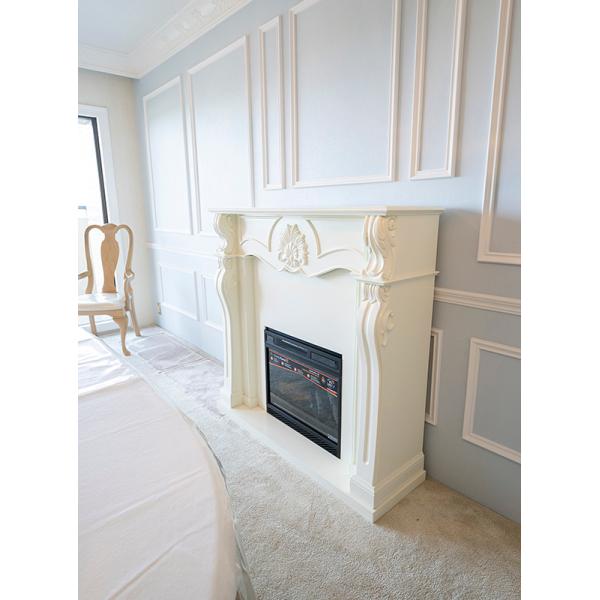 エレガントで美しいロココ調のマントルピースですフレンチクラシックインテリアをイメージしたお客様の為に製作ロココ調にデザインされたマントルピースを中心に絵や鏡を飾ったり、キャンドルやランプをシンメトリーに置くことで簡単に壁のデコレーションがで...