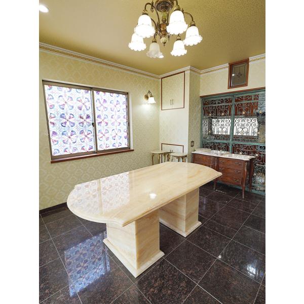 天然石オニキスのエレガントダイニングテーブル200cm