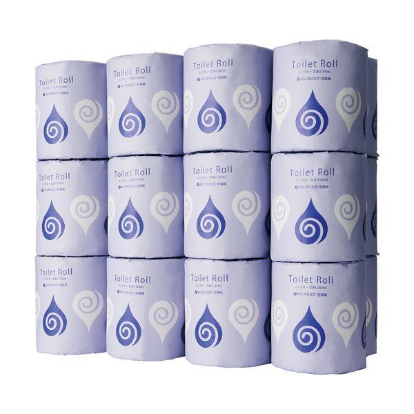 （まとめ）TANOSEE トイレットペーパー水に流せる芯＆包装紙 シングル 65m 1ケース（24ロール）〔×5セット〕