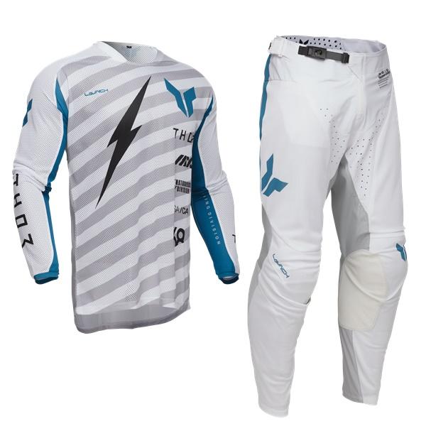  ジャージ上下セット ホワイト/グレー M/32インチ MXウエア 上下セット LAUNCH AIR RAID ホワイト/グレー