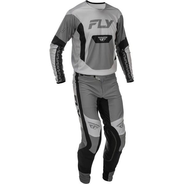 モトクロスジャージ　FLY 上下セット　 長袖シャツM パンツ32インチ L/32インチ MXウエア 上下セット FLY LITE グレー/ブラック ジャージ