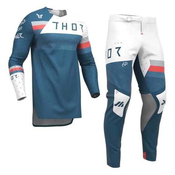 THOR モトクロスウェア 上下セット34インチL サイズ L/34インチ MXウエア 上下セット THOR SPORT LEAGUE ストームブルー