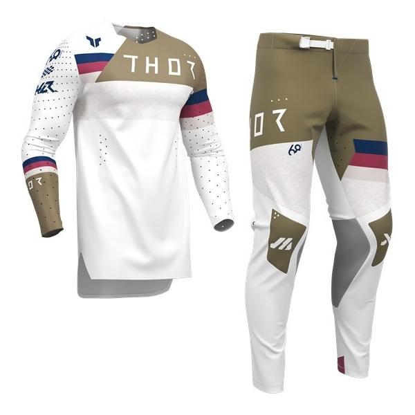 thor バイクウェアセット ジャージ（L）・パンツ（34）・グローブ（L） L/34インチ MXウエア 上下セット THOR SPORT LEAGUE ホワイト