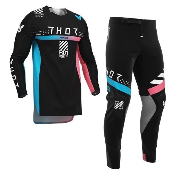 S/28インチ MXウエア 上下セット THOR SPORT SYNTH ブラック ジャージ