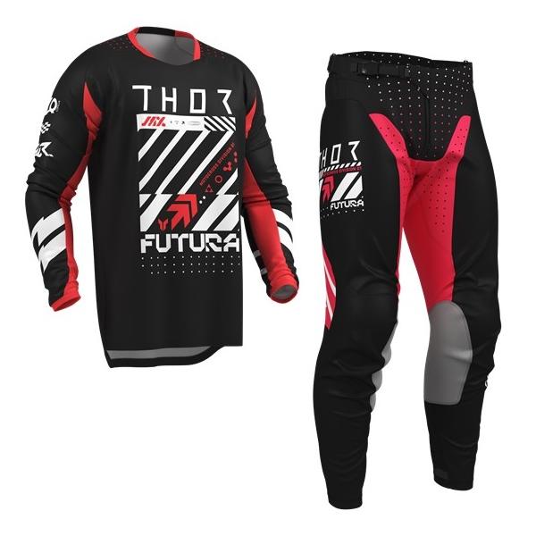 M/30インチ MXウエア 上下セット THOR LAUNCH FUTURA ブラック/レッド